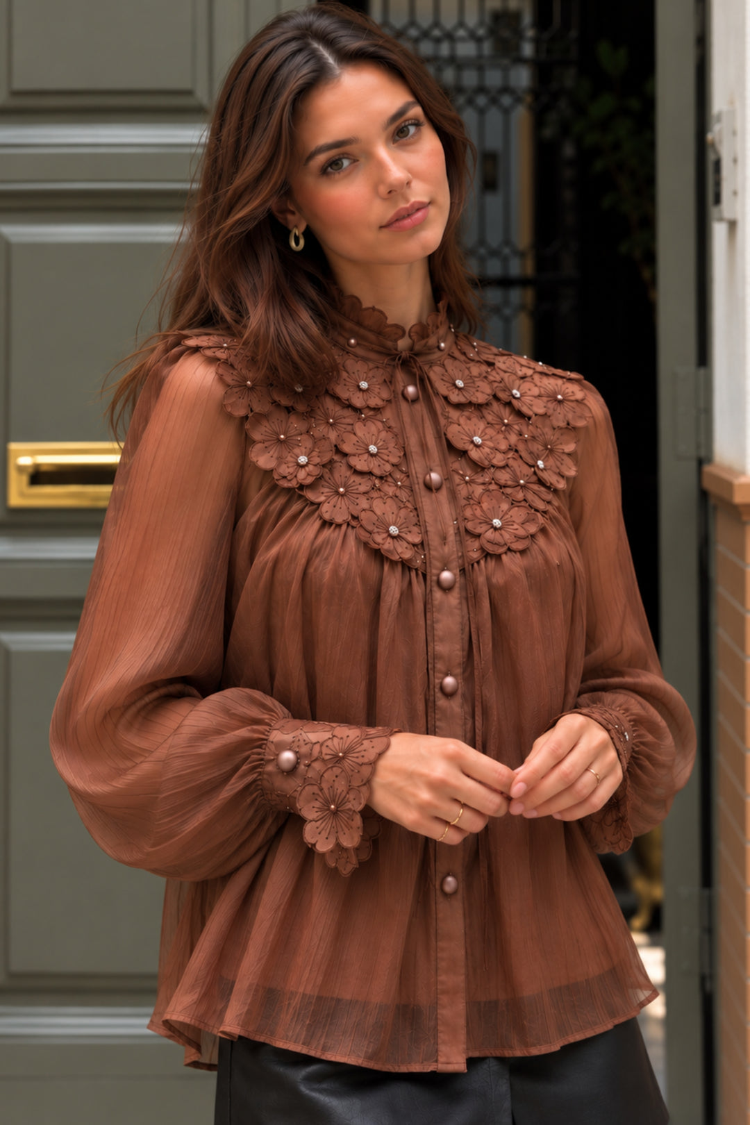 Eden Cocoa Embellished Top