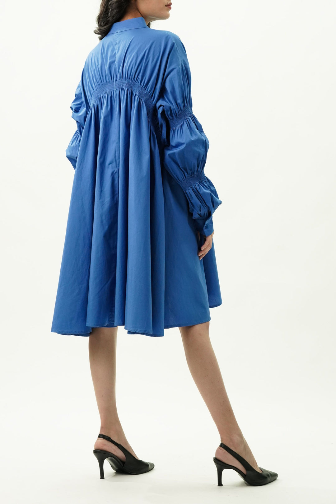 Elegant cobalt blue shirt dress regular fit