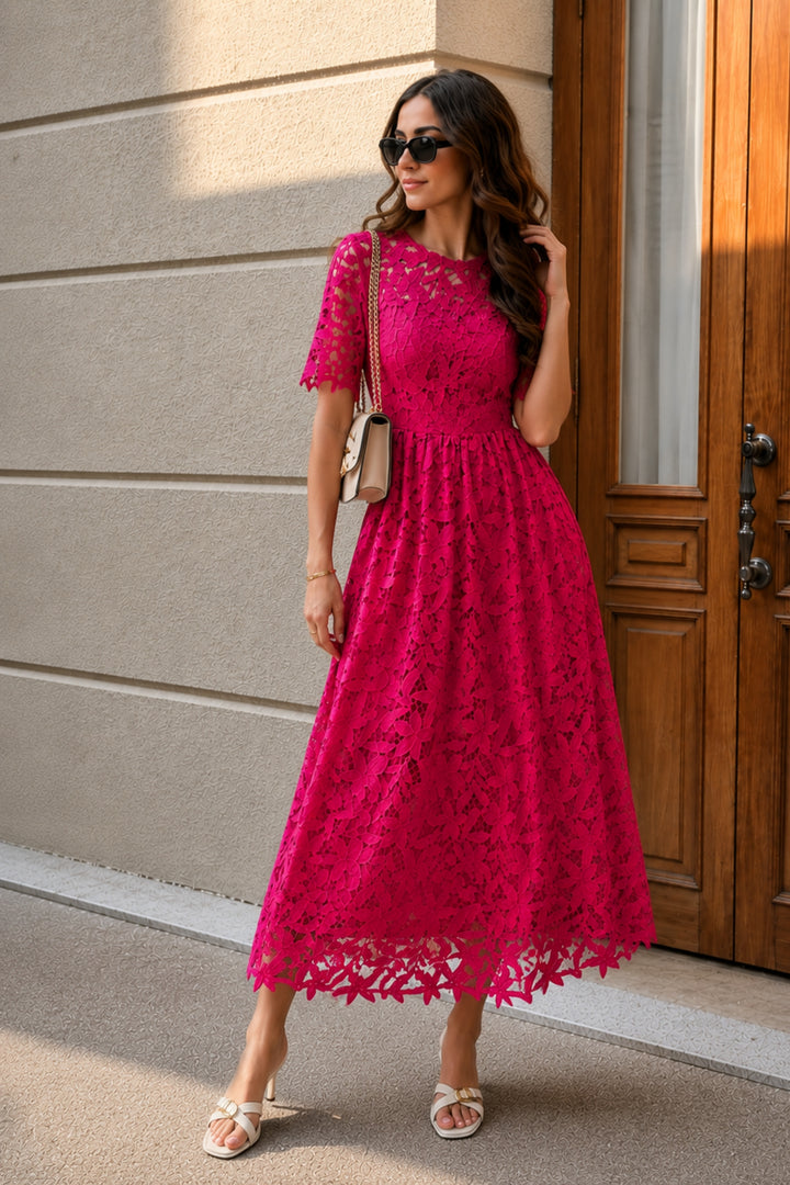 Fuchsia Bloom Lace Dress