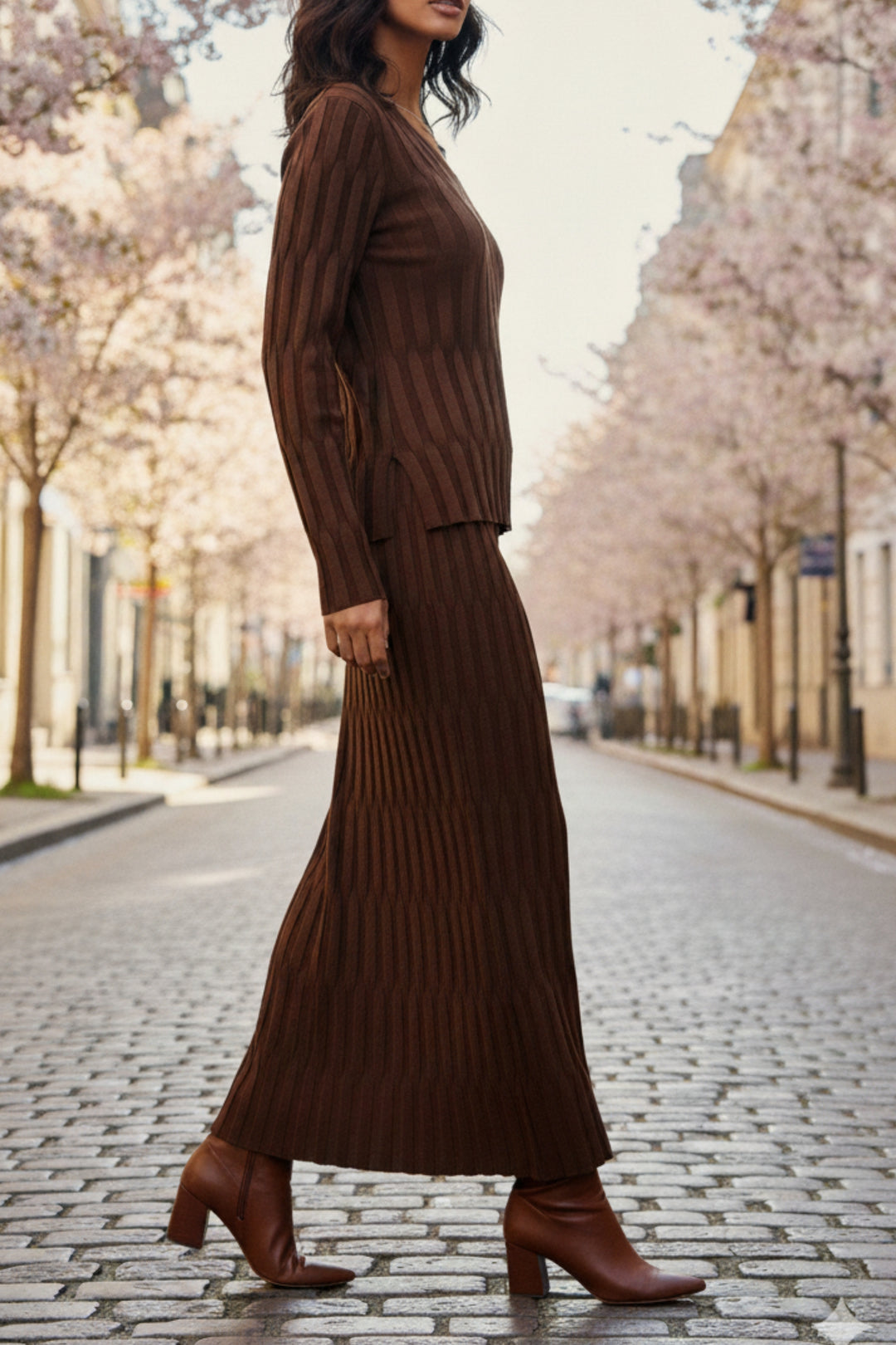 Walnut Wave Knit Skirt Co-ord Set