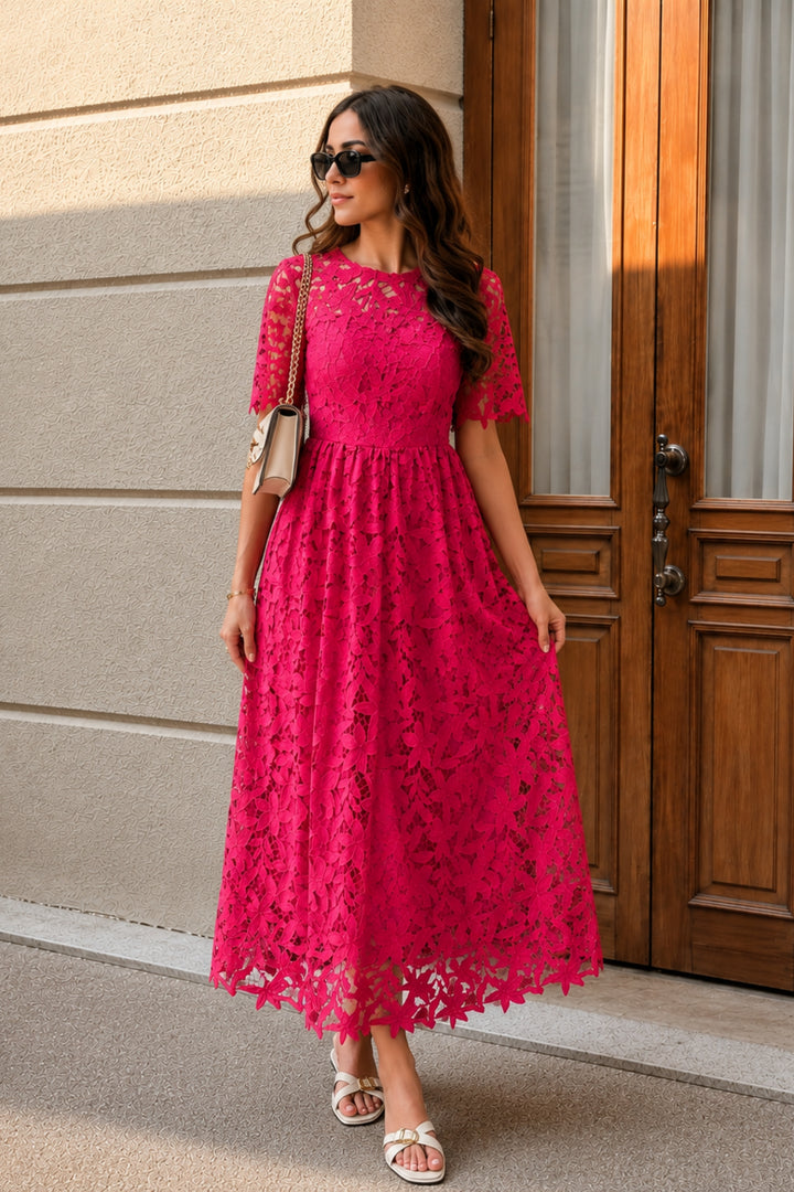 Fuchsia Bloom Lace Dress