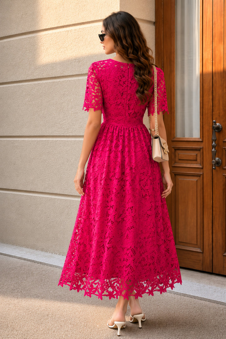 Fuchsia Bloom Lace Dress
