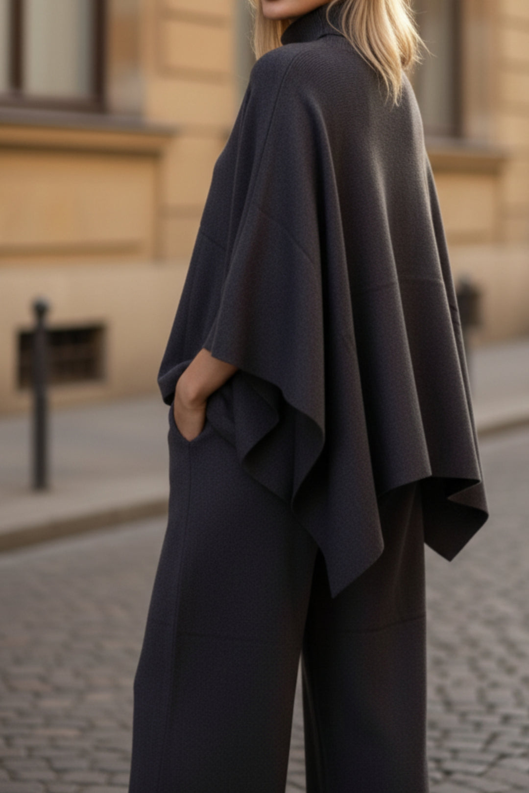 Grey Turtleneck Kaftan  Co-ord Set