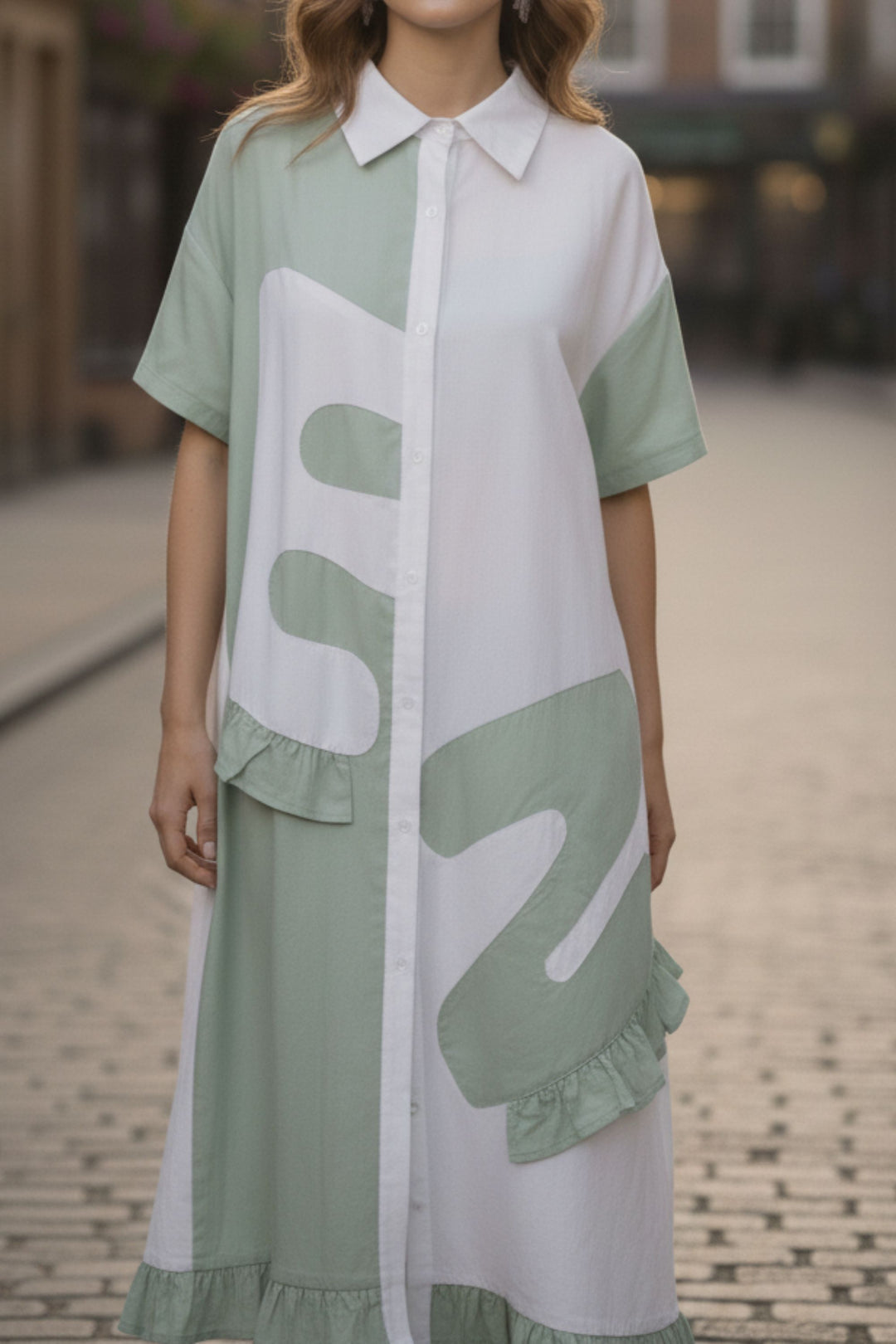 EZ Color blocked Shirt Dress