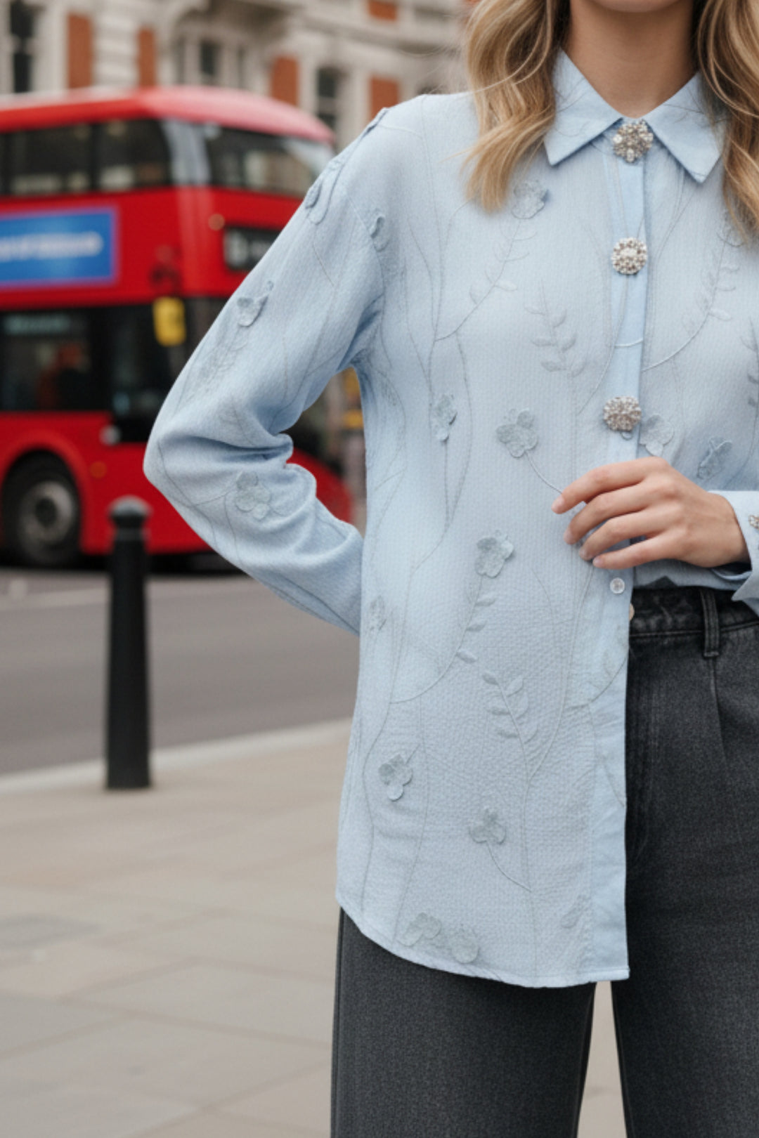 Fairy Blue Embroidered Shirt