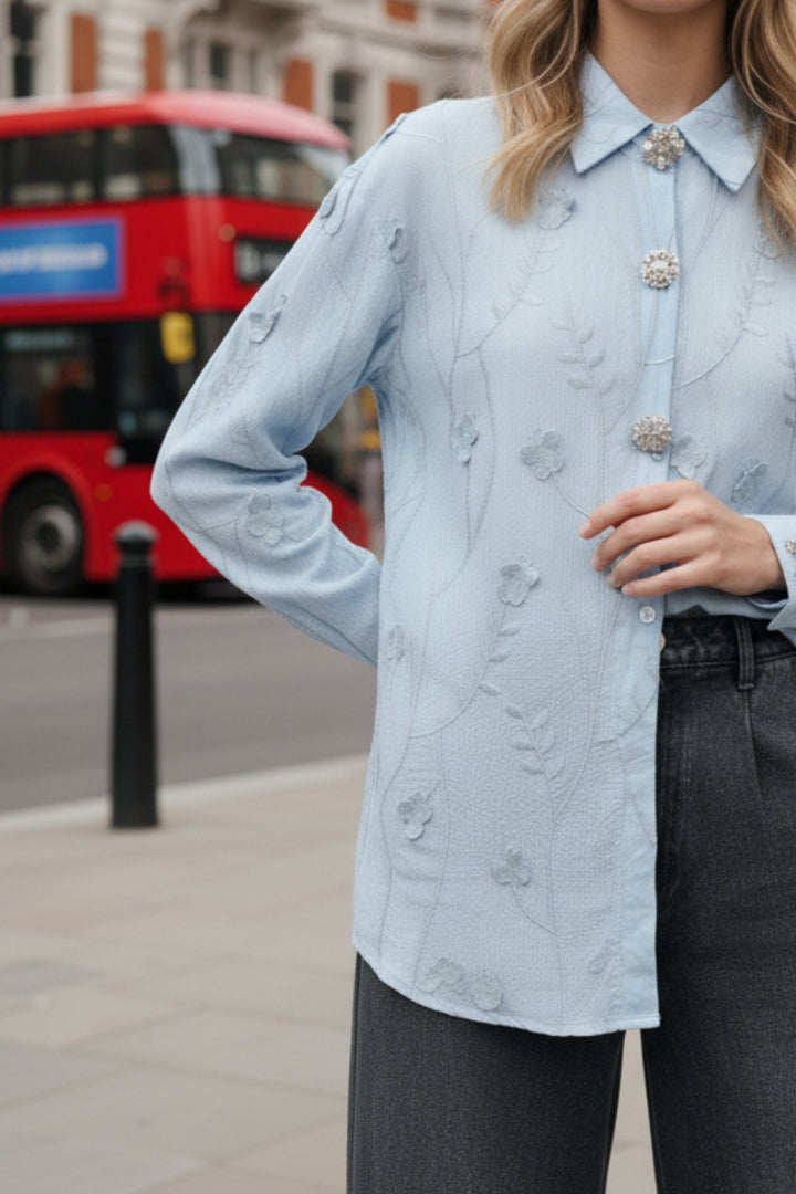 Fairy Blue Embroidered Shirt