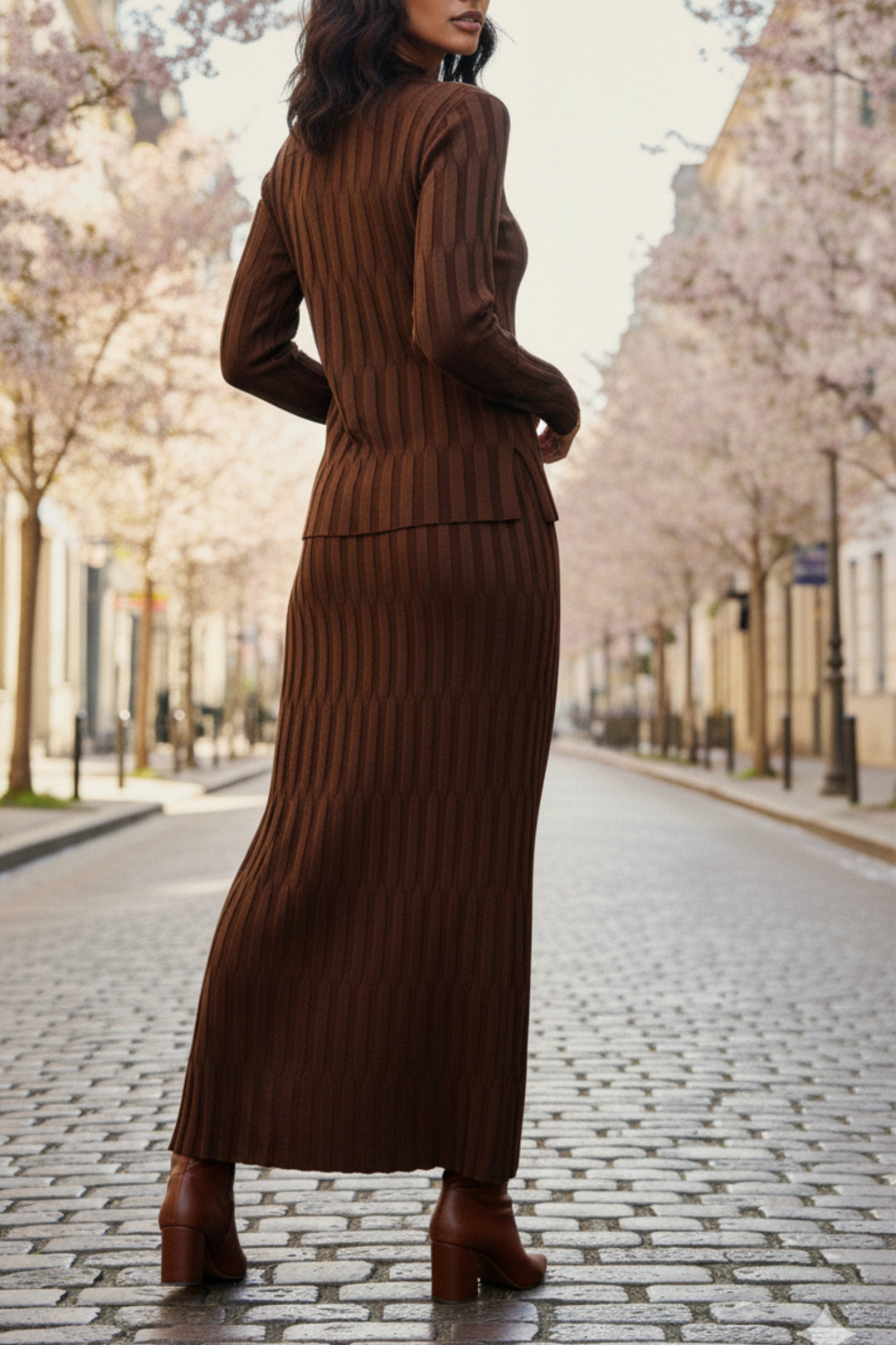 Walnut Wave Knit Skirt Co-ord Set