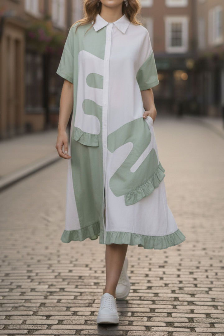 EZ Color blocked Shirt Dress