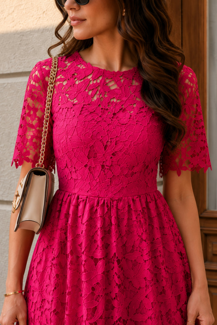 Fuchsia Bloom Lace Dress