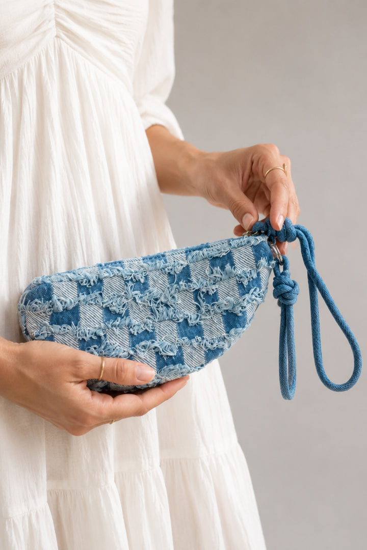 Denim Half-Moon Crossbody Bag