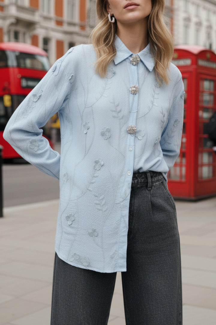 Fairy Blue Embroidered Shirt