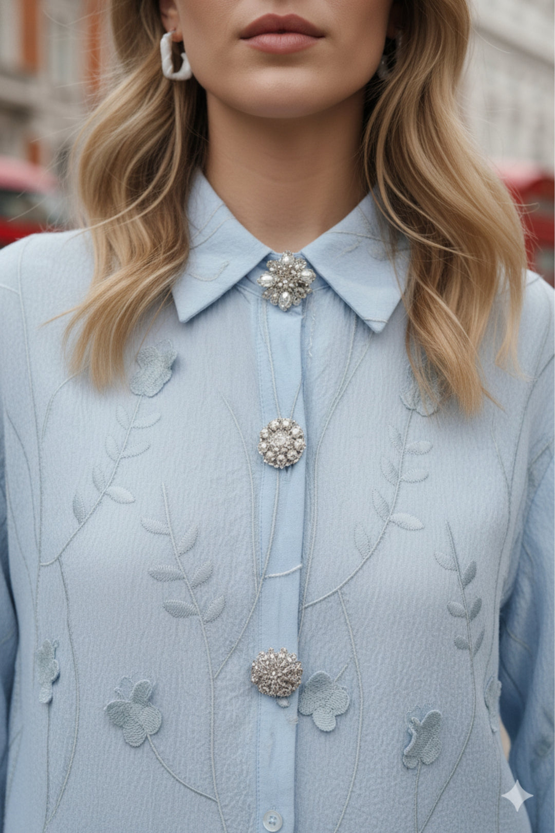 Fairy Blue Embroidered Shirt