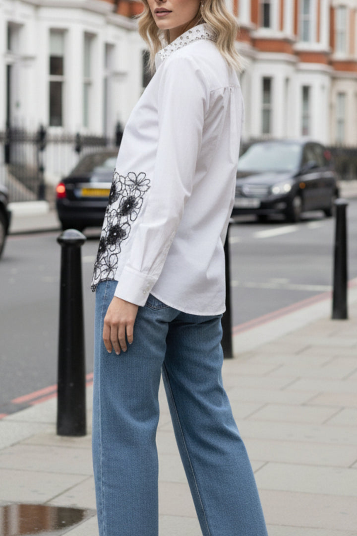 Scottie White Shirt with Black Embroidery