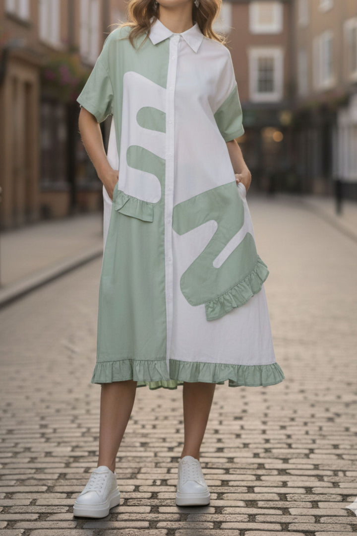 EZ Color blocked Shirt Dress