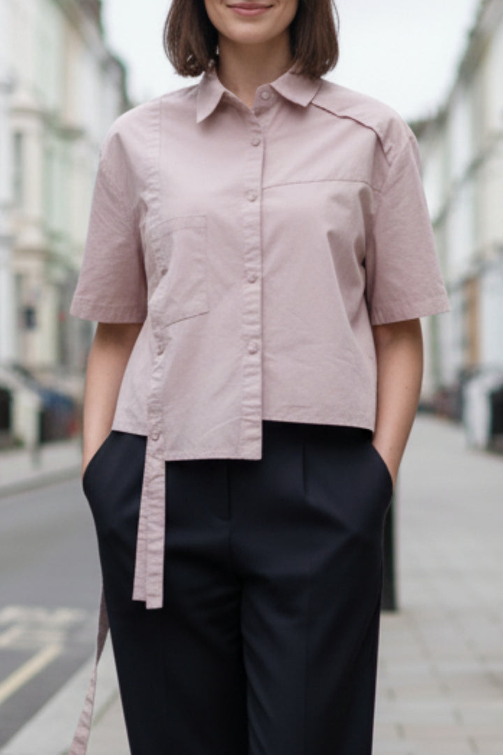 Peach Extended Flap Cotton Shirt