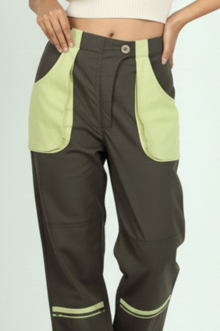 Green Cargo Pants With Patch Pockets