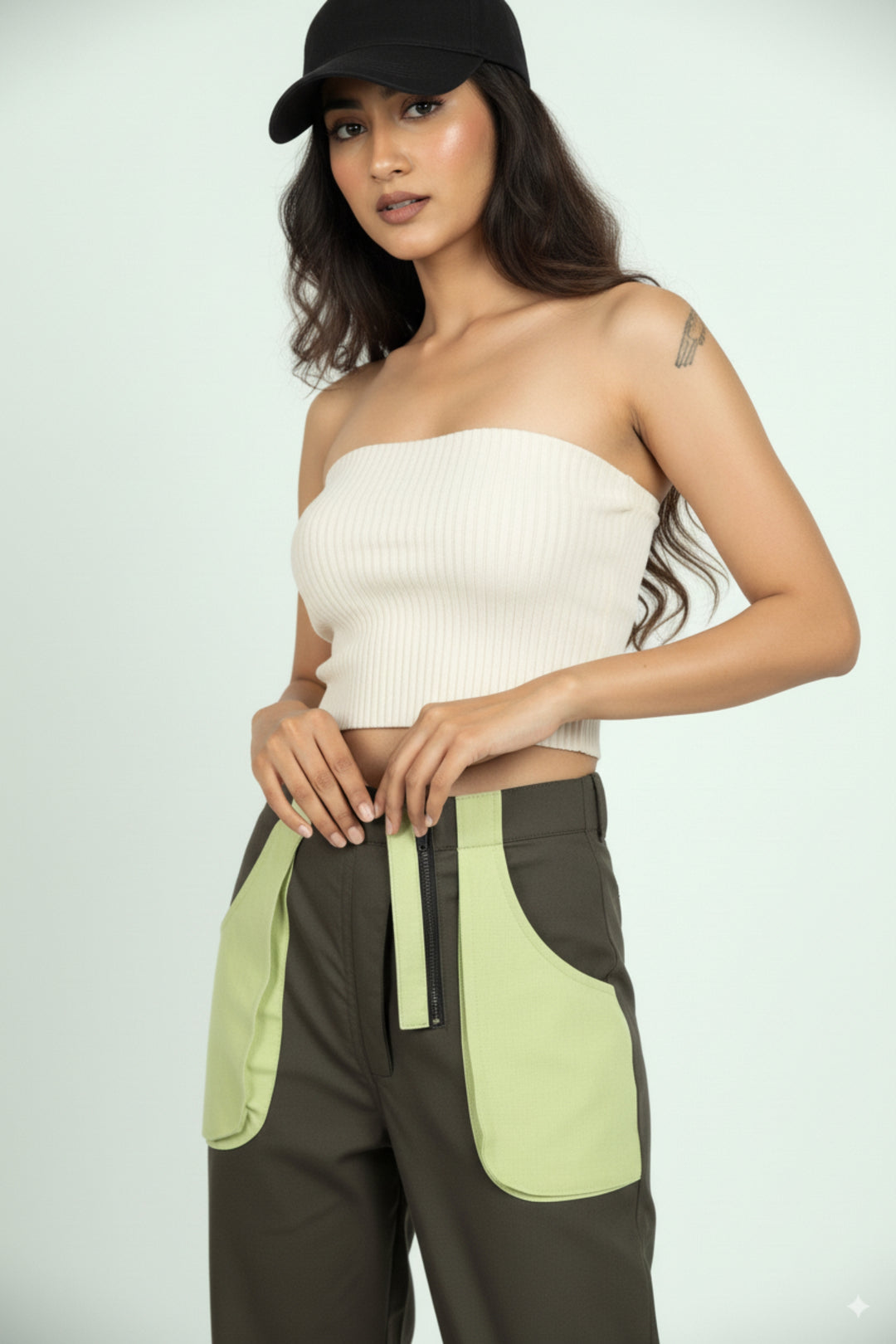 Green Cargo Pants With Patch Pockets