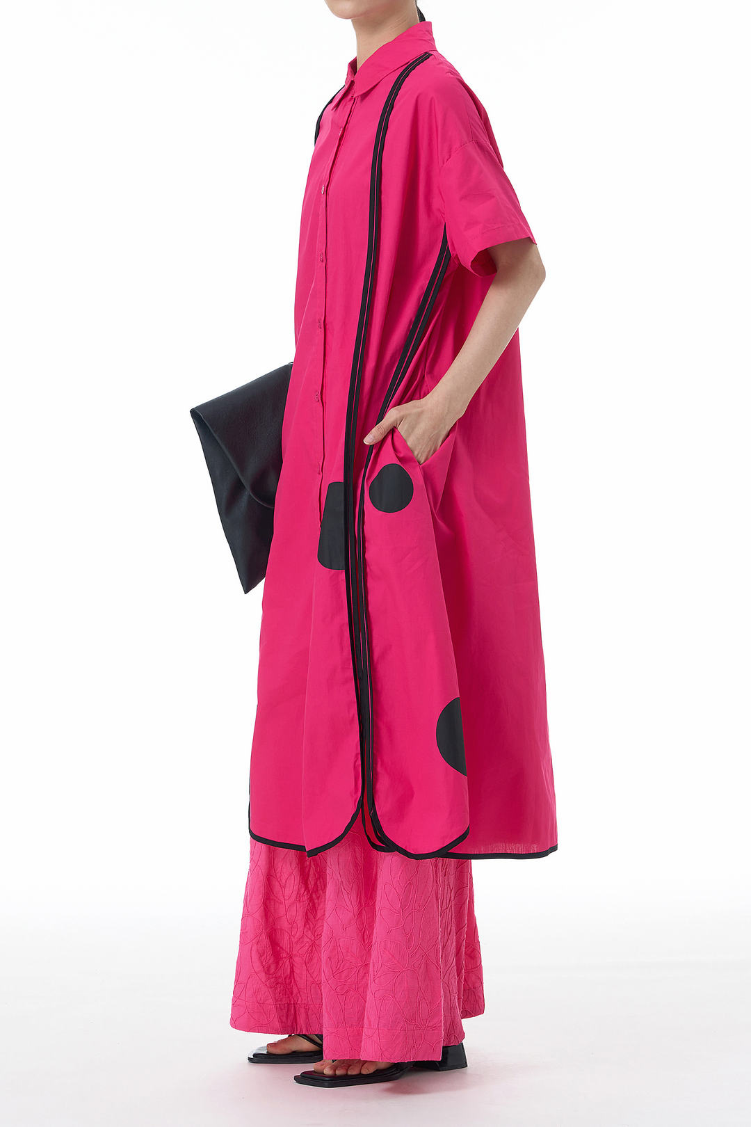 Pink Panel Dress With Asymmetrical Hem