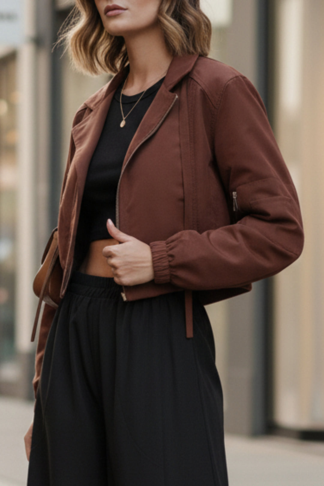 Rustique Cropped Bomber Jacket