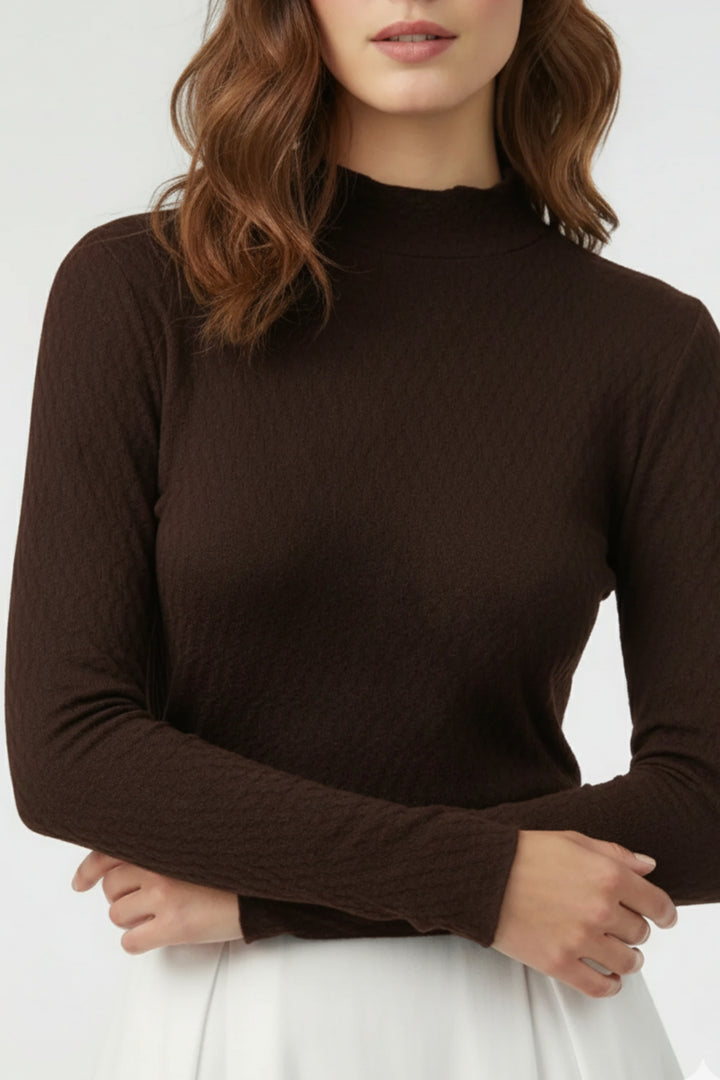 Hazel Textured High Neck Knit Top