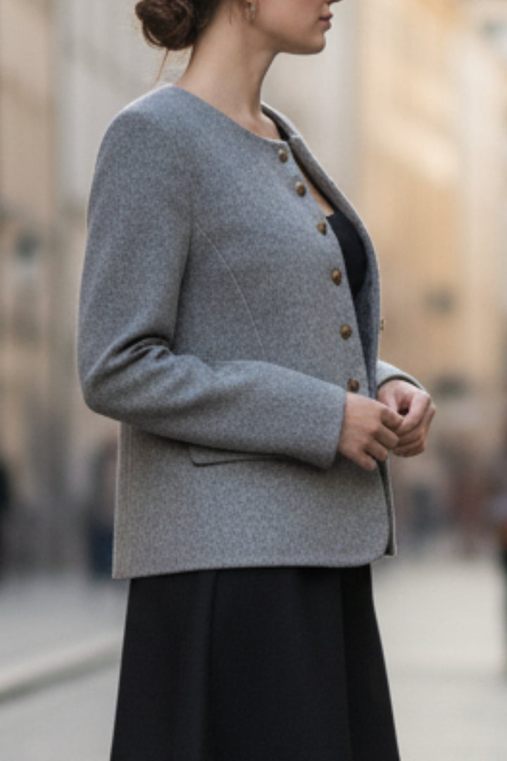 Grey Double-Sided Cashmere Blazer