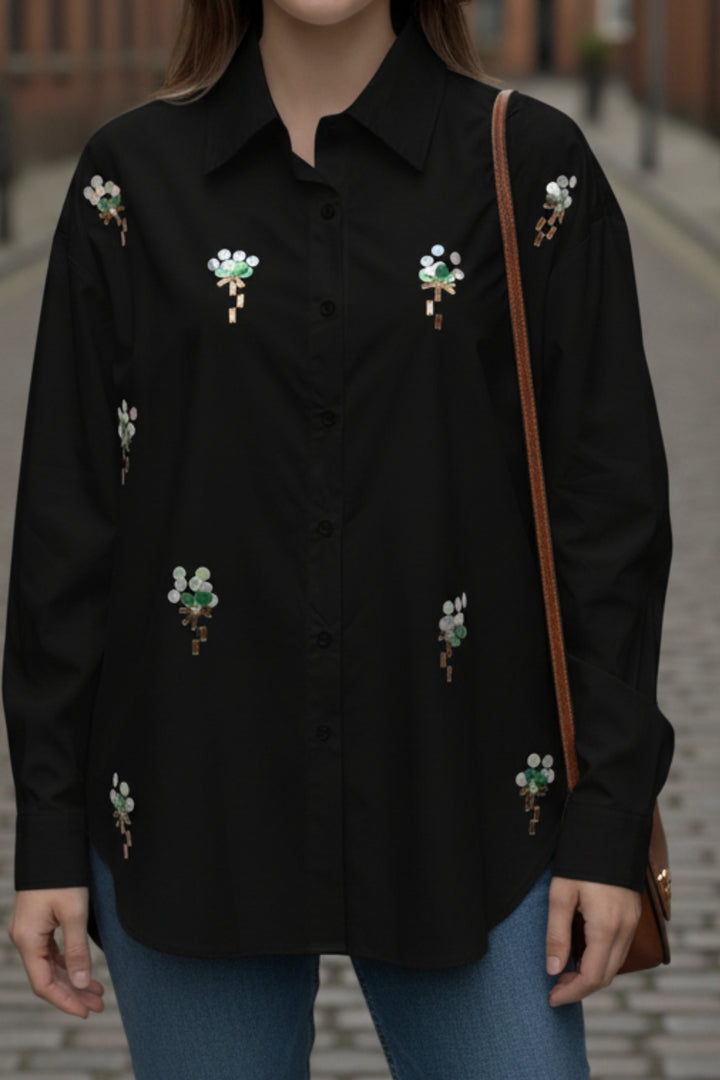 Black Meadow Sequin Shirt