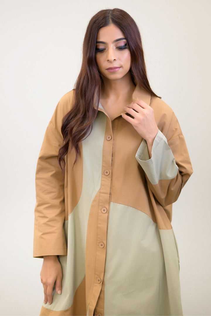 Tranquil Tones Oversized Trench Dress