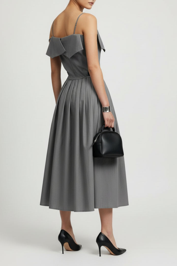 Twyla Grey Pleated Dress