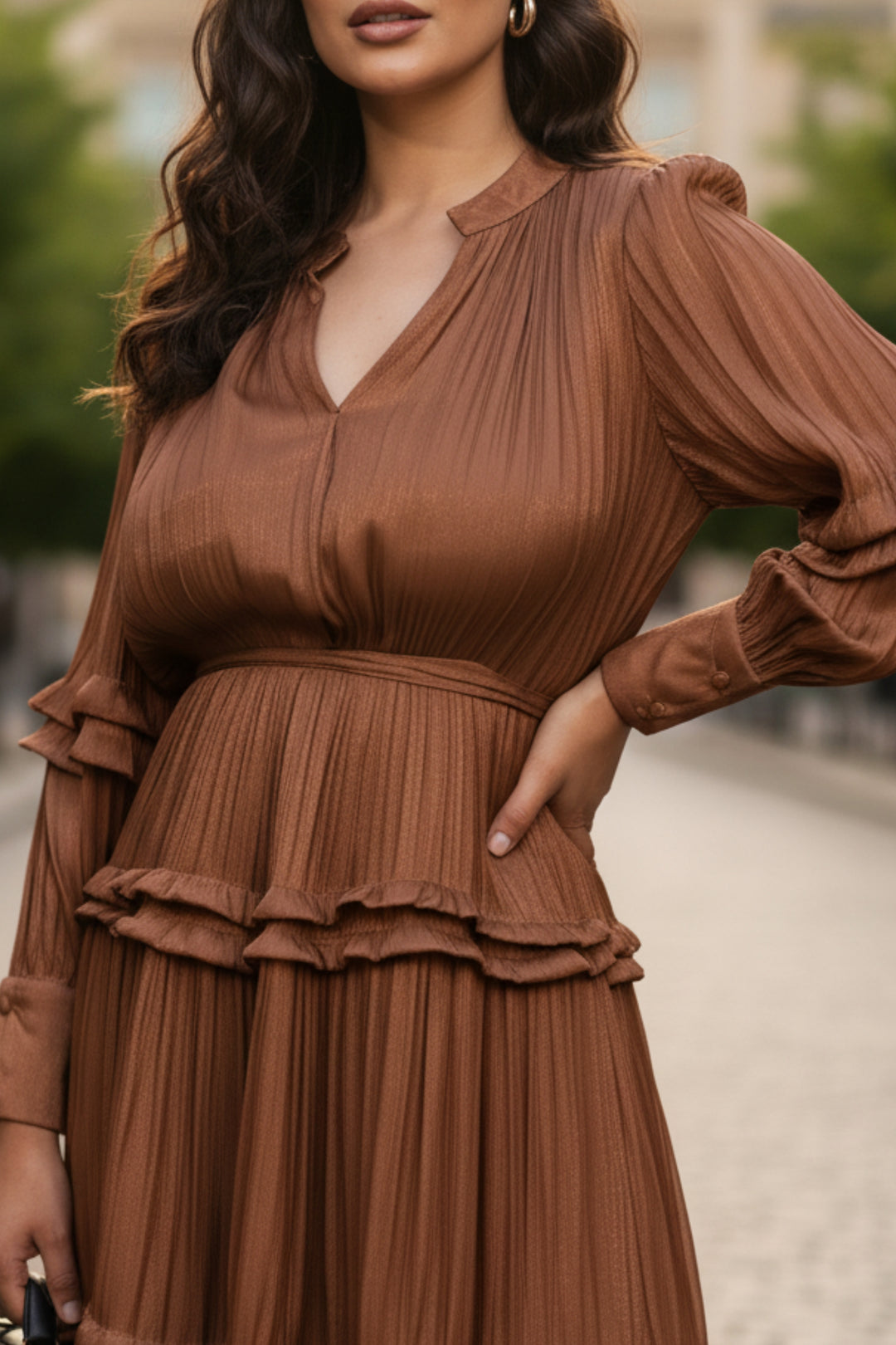 Metallic Bronze Tiered dress