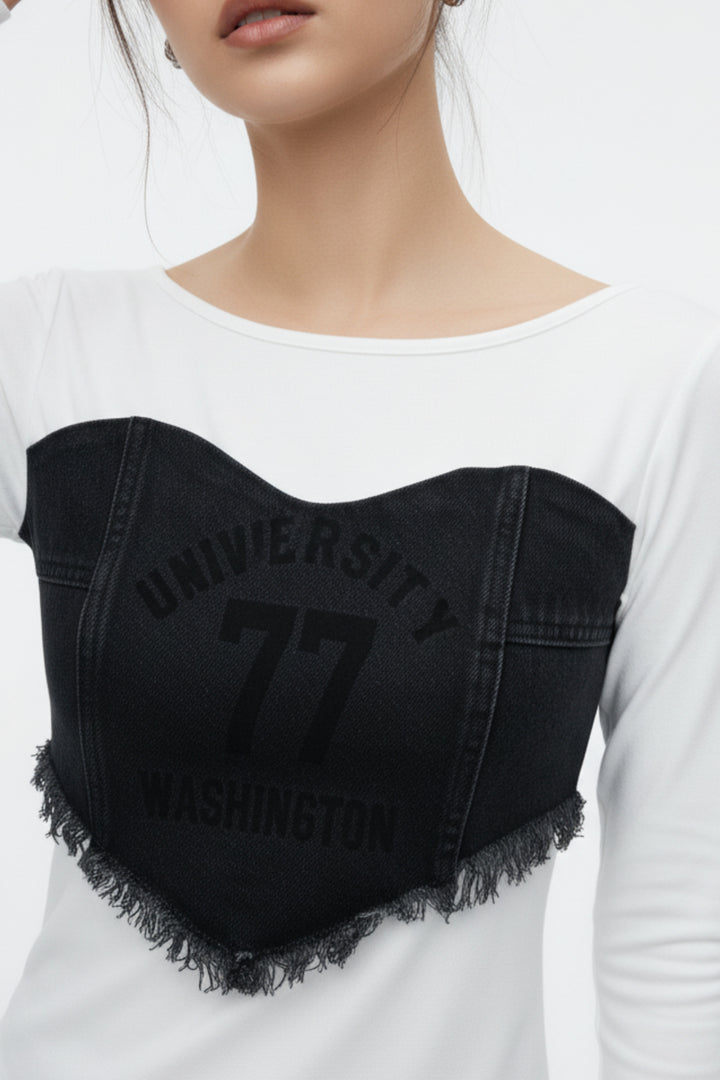 Sweetheart Off-White Frayed Top