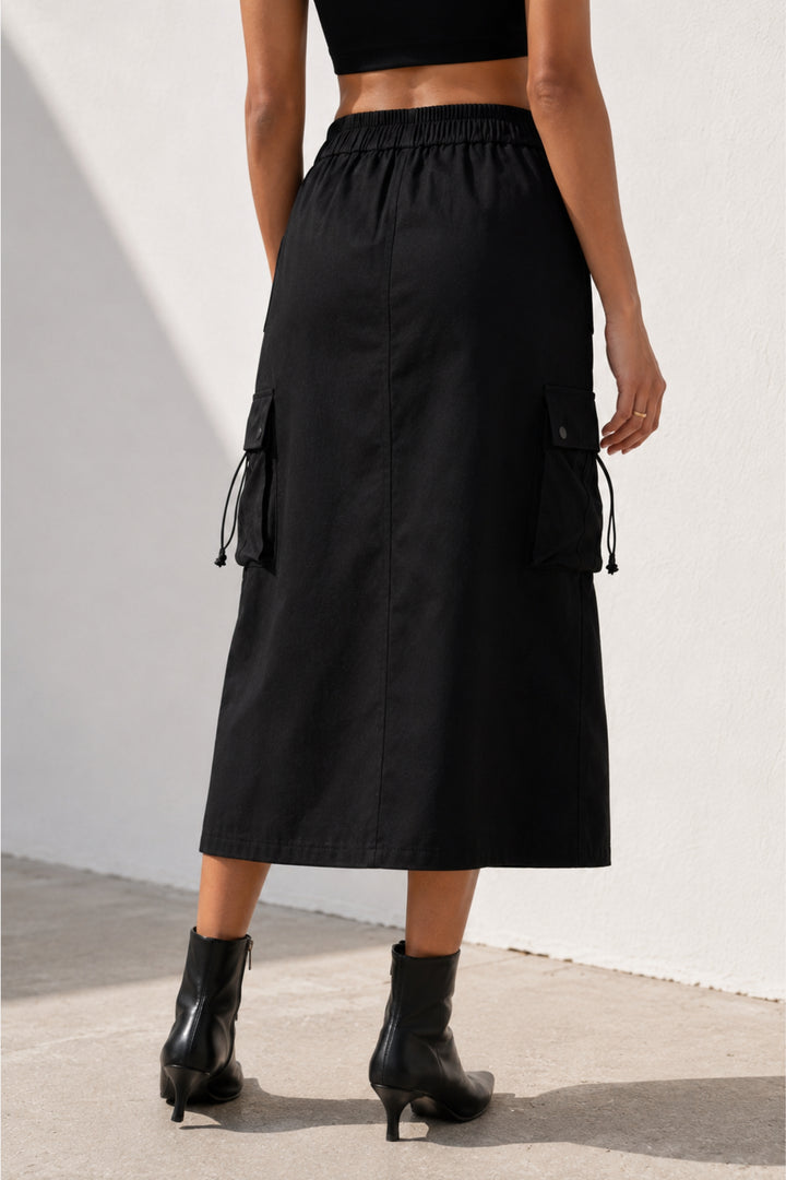 Black Street Style Cargo Skirt
