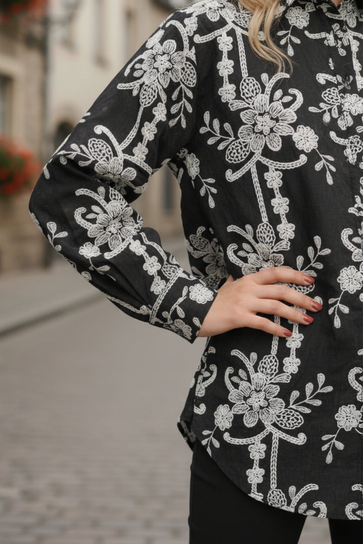 Royal Black Embellished Shirt