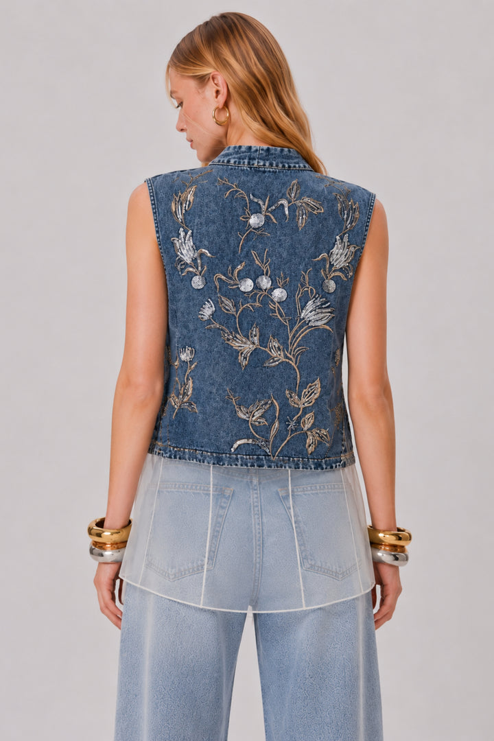 Botanical Spark Denim Vest