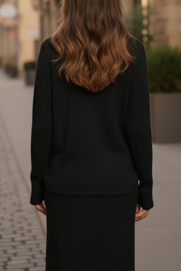 Noir Ribbed Skirt Co-ord Set