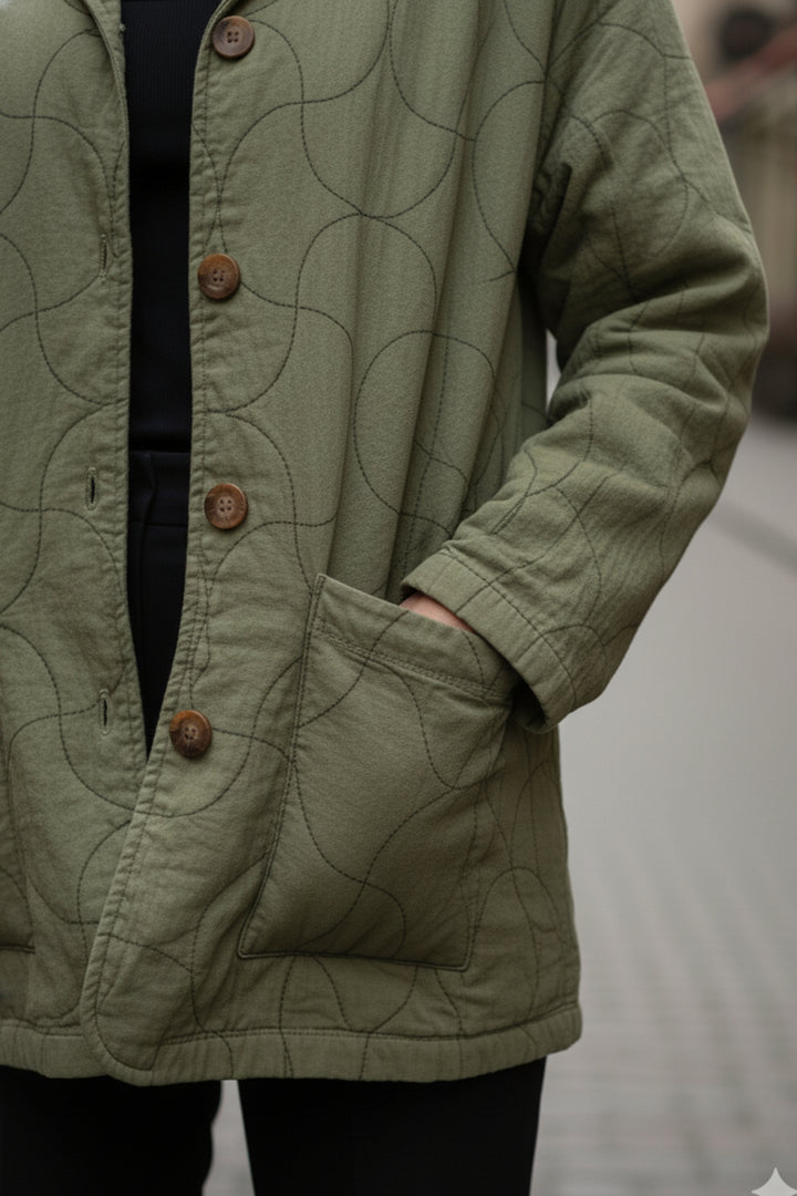 Olive Quilted Shacket