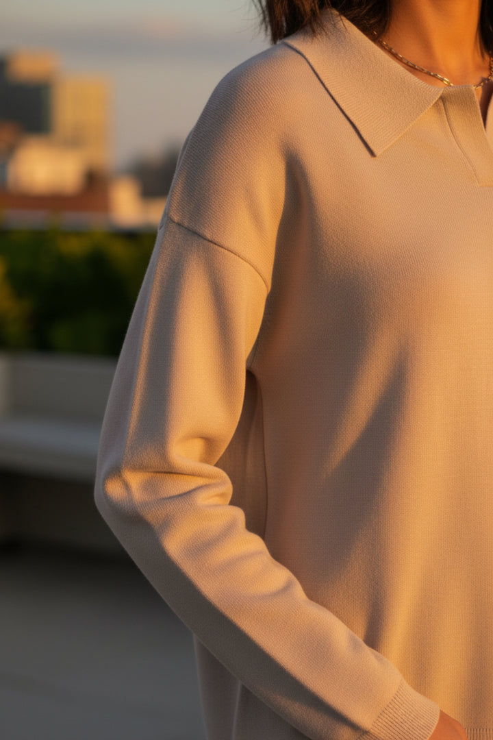 Soft Dune Collared  Knit Co-ord Set