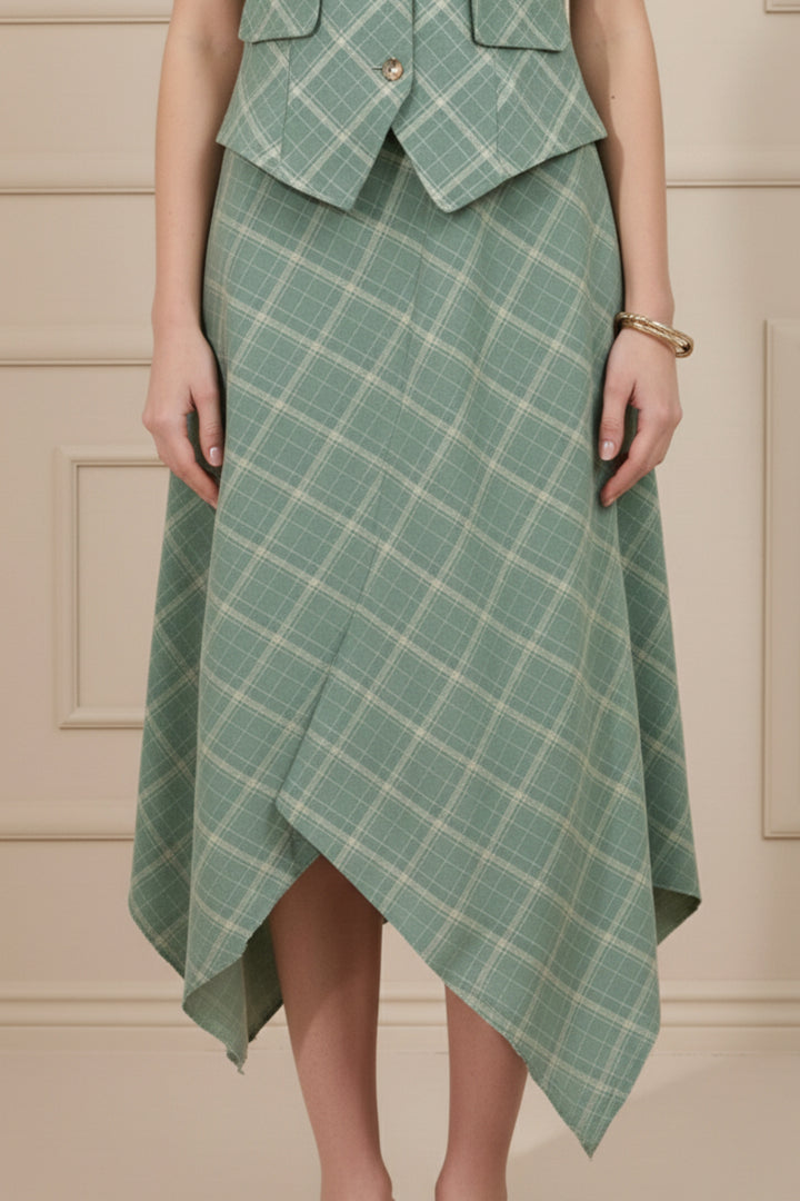 Lake Green Plaid Waistcoat Co-ord Set