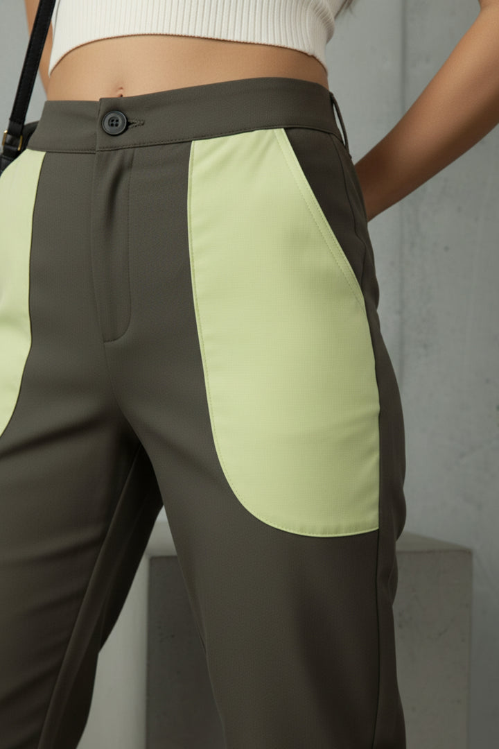Green Cargo Pants With Patch Pockets