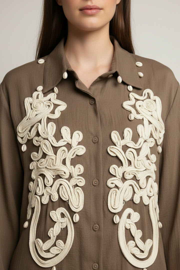 Earthy 3D Cord Embroidery Co-ord set