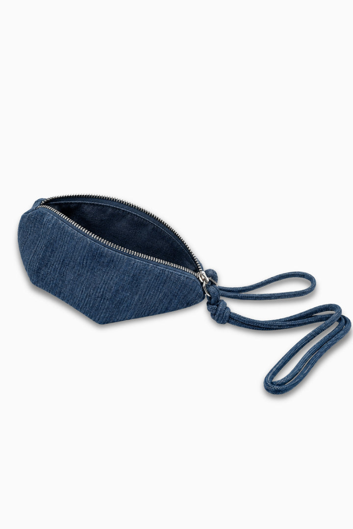 Indigo Denim Half-Moon Crossbody Bag