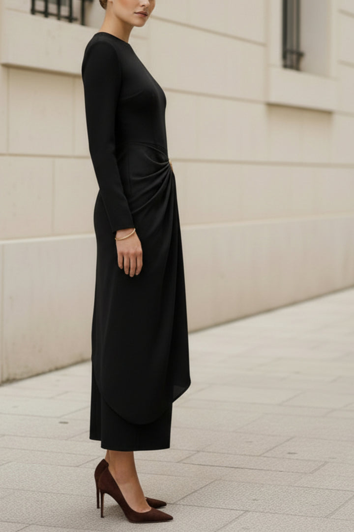 Obsidian Luxe Draped Dress