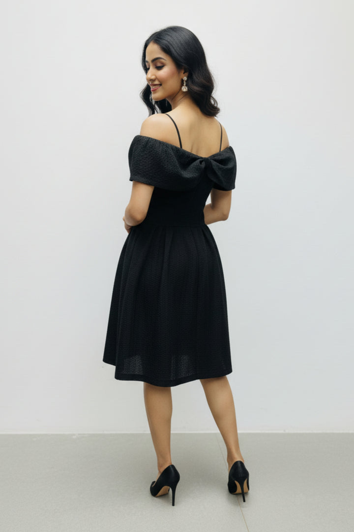 Classic Black Bow-Tie Mini Dress