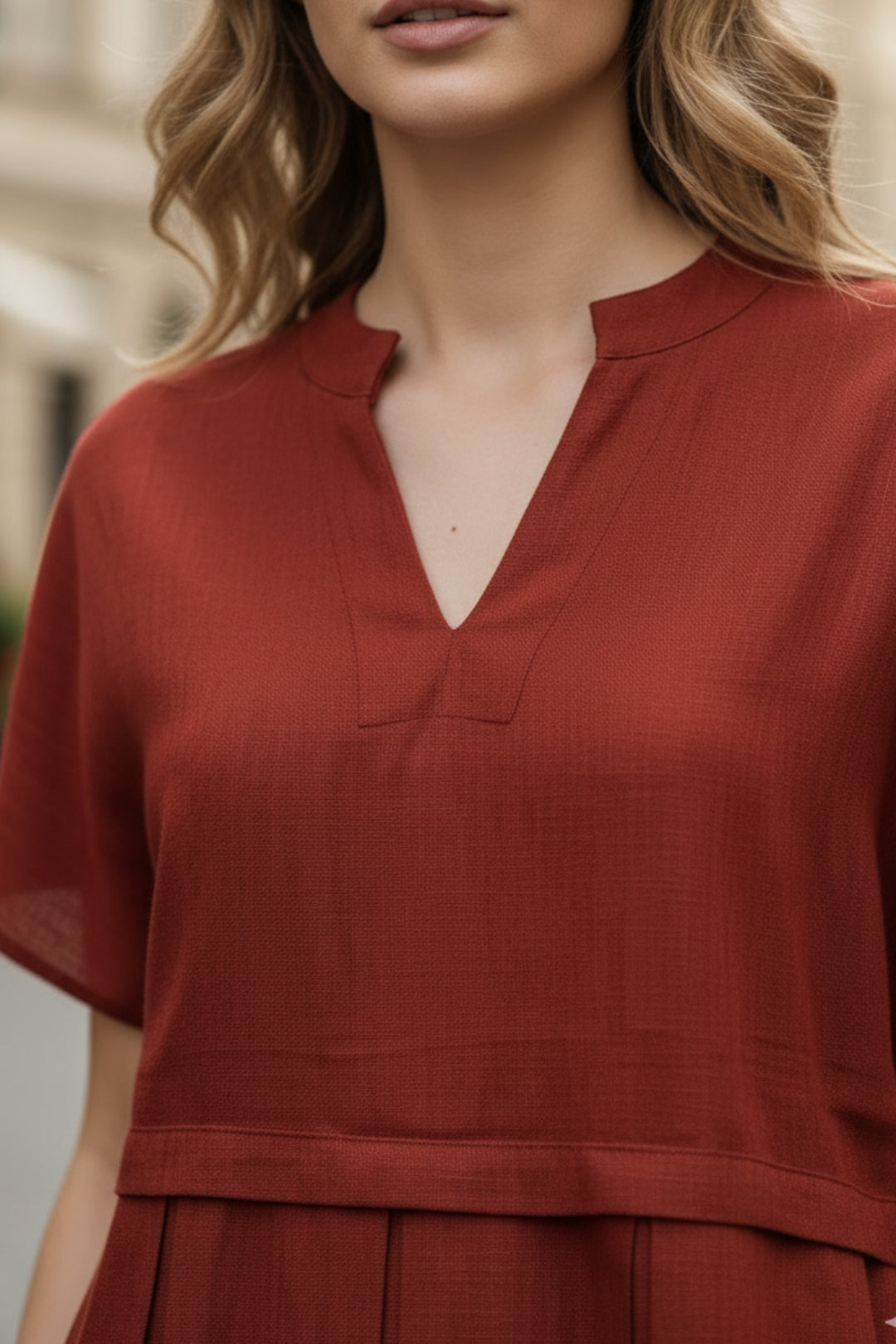 Cotton Red Bloom Box Pleat Coord Set