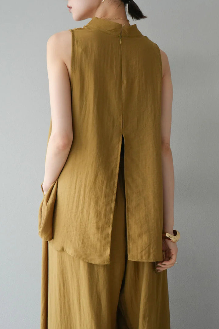 Mustard Back Slit Comfort Coord Set