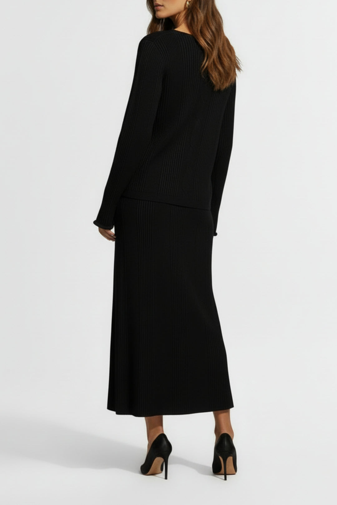 Noir Ribbed Skirt Co-ord Set