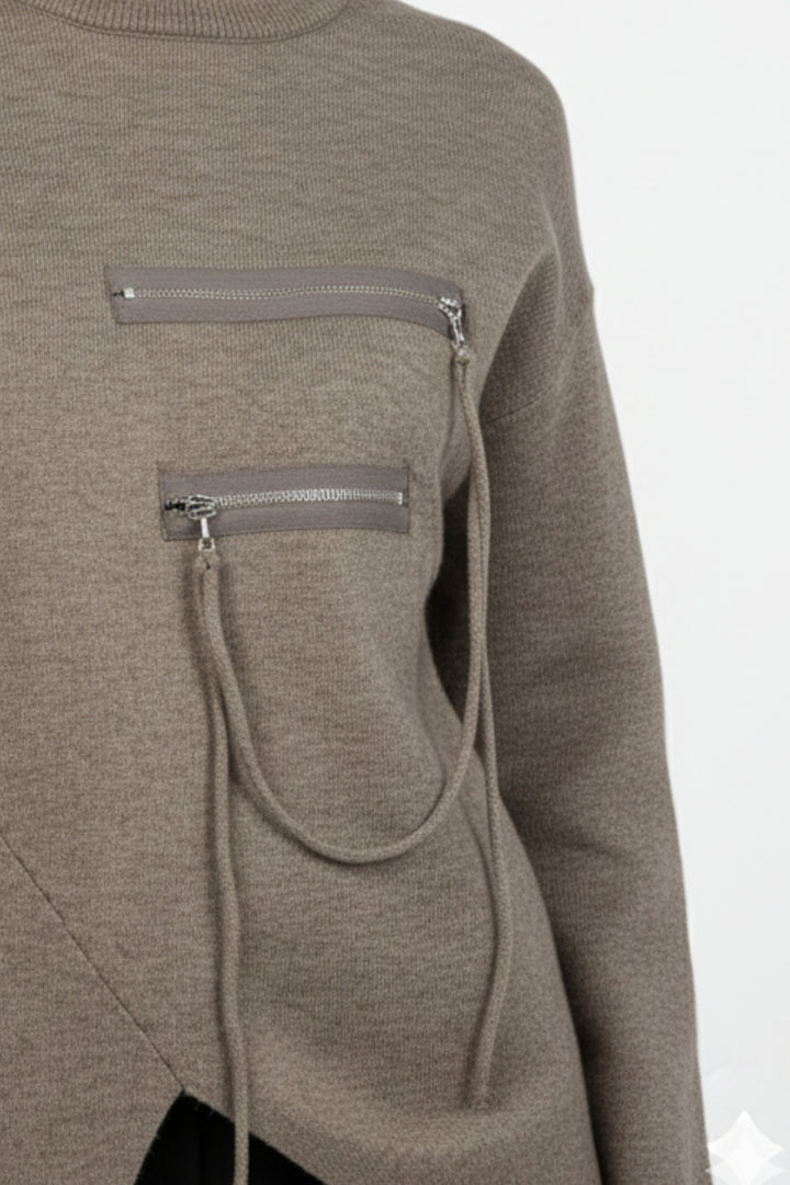 Sage Zipline Geometrical Sweater