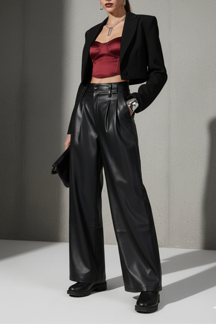 Obsidian Leather High-Waist Pants