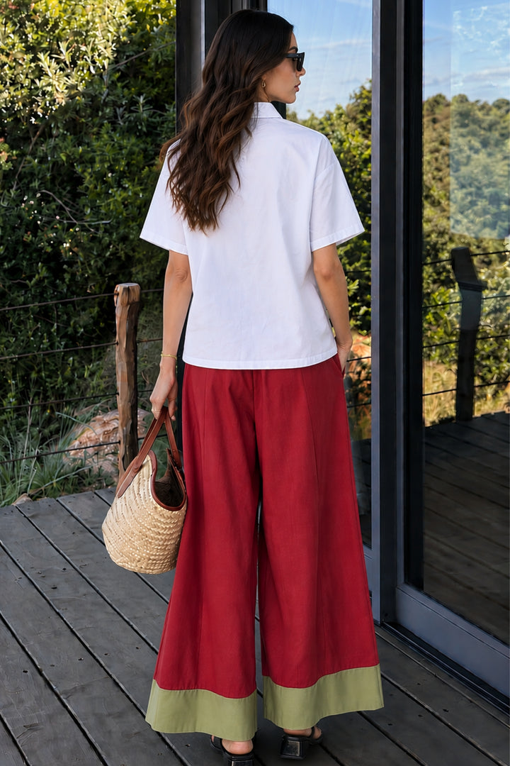 Maroon Flower Wave Fusion Coord Set