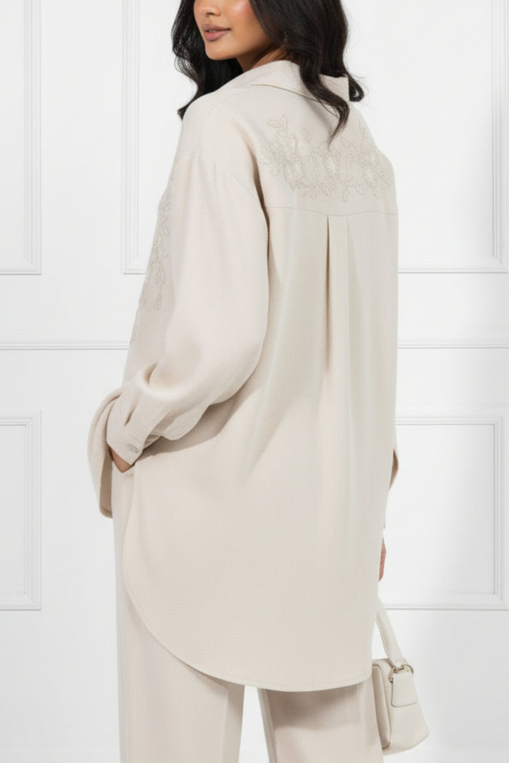 Pale Oak Embroidered Linen Co-ord set