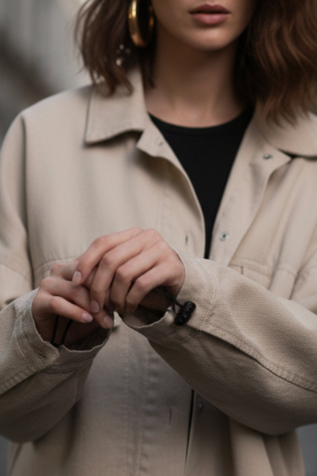 Dapper Cream Oversized Cropped Jacket